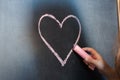 On Chalk Board Drawing Heart Close Up Royalty Free Stock Photo