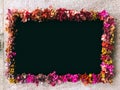 Chalk board framed with flowers Royalty Free Stock Photo