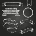 Chalk board labels, ribbons and stickers Royalty Free Stock Photo