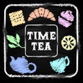 Chalk board. Set Time tea Royalty Free Stock Photo