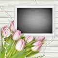 Chalk board on wooden background. EPS 10 Royalty Free Stock Photo