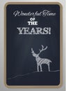 Chalk board with woodframe and hand drawn deer Royalty Free Stock Photo