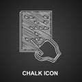 Chalk Braille icon isolated on black background. Finger drives on points. Writing signs system for blind or visually