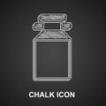 Chalk Can container for milk icon isolated on black background. Vector