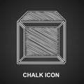 Chalk Carton cardboard box icon isolated on black background. Box, package, parcel sign. Delivery and packaging. Vector