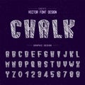 Chalk cartoon font and alphabet vector, Tall typeface letter and number design, Graphic text on grunge background Royalty Free Stock Photo