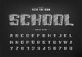 Chalk cartoon font and sketch alphabet vector, Hand draw bold typeface and number design Royalty Free Stock Photo