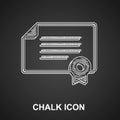 Chalk Certificate template icon isolated on black background. Achievement, award, degree, grant, diploma concepts Royalty Free Stock Photo