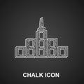Chalk City landscape icon isolated on black background. Metropolis architecture panoramic landscape. Vector Royalty Free Stock Photo