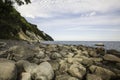 Chalk Cliffs Island with rocky shore, baltic coast, Rugen, Germany Royalty Free Stock Photo