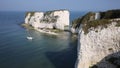 Chalk cliffs Old Harry Rocks Isle of Purbeck in Dorset southern England UK with sound