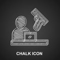 Chalk Crime news icon isolated on black background. Vector Royalty Free Stock Photo