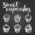 Chalk cupcakes set.