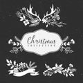 Chalk decorative greeting bouquets. Christmas collection.