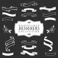 Chalk decorative ribbon banners. Designers collection.