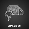 Chalk Delivery tracking icon isolated on black background. Parcel tracking. Vector
