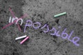 Chalk drawing: Changing word impossible to possible