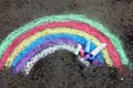 Chalk drawing: colorful rainbow Royalty Free Stock Photo