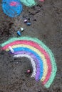 Chalk drawing: colorful rainbow Royalty Free Stock Photo