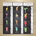 Chalk drawing flat cocktail menu design. Royalty Free Stock Photo