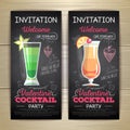 Chalk drawing flat cocktail valentine party poster