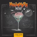 Vintage chalk drawing halloween cocktail menu design