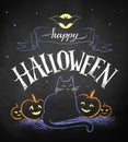 Chalk drawing of Happy Halloween postcard Royalty Free Stock Photo