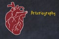 Concept of learning cardiovascular system. Chalk drawing of human heart and inscription Arteriography Royalty Free Stock Photo