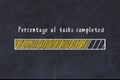 Chalk drawing of loading progress bar with inscription percentage of tasks completed