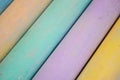 Chalk for drawing multicolored white, pink, blue, yellow, green on a white background Royalty Free Stock Photo