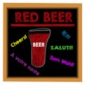 Red Beer School Board  Cheers in English Chinese Italian German French Digital Chalk Drawing Royalty Free Stock Photo