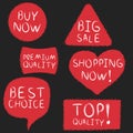 Chalk drawing shopping labels set Royalty Free Stock Photo