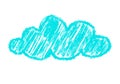 Chalk drawing of a single fluffy cloud. Hand drawn crayon scribble style illustration with soft and light mood. Royalty Free Stock Photo