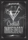 Chalk drawing typography cocktail menu design Royalty Free Stock Photo