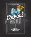 Chalk drawing typography cocktail menu design Royalty Free Stock Photo