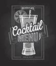 Chalk drawing typography cocktail menu design Royalty Free Stock Photo