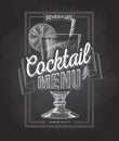 Chalk drawing typography cocktail menu design Royalty Free Stock Photo