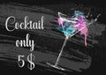 Chalk drawing typography cocktail menu design. Royalty Free Stock Photo