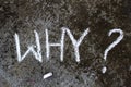 Chalk drawing: White word WHY and question mark. Royalty Free Stock Photo