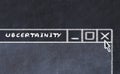 Chalk drawing of window on computer screen. Concept of stopping uncertainity Royalty Free Stock Photo
