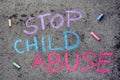chalk drawing: words STOP CHILD ABUSE
