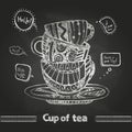 Chalk drawings. Decorative cup of coffee