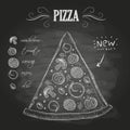 Chalk drawings. Pizza Royalty Free Stock Photo