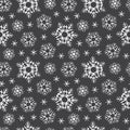 Chalk drawn on black board snowflakes winter seamless pattern