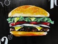 Chalk drawn colored illustration burger.