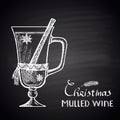 Chalk drawn illustration of Christmas mulled wine.