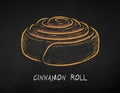 Chalk drawn illustration of Cinnamon Roll Royalty Free Stock Photo