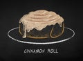 Chalk drawn illustration Cinnamon Roll Royalty Free Stock Photo