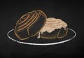 Chalk drawn illustration Cinnamon Rolls Royalty Free Stock Photo