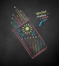 Chalk drawn illustration of pencil box Royalty Free Stock Photo